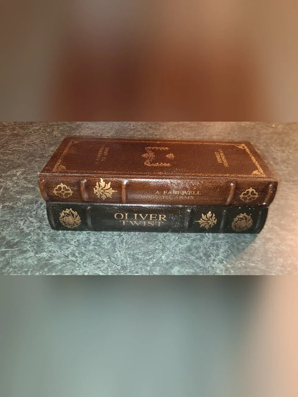 Vintage faux books wooden like storage box